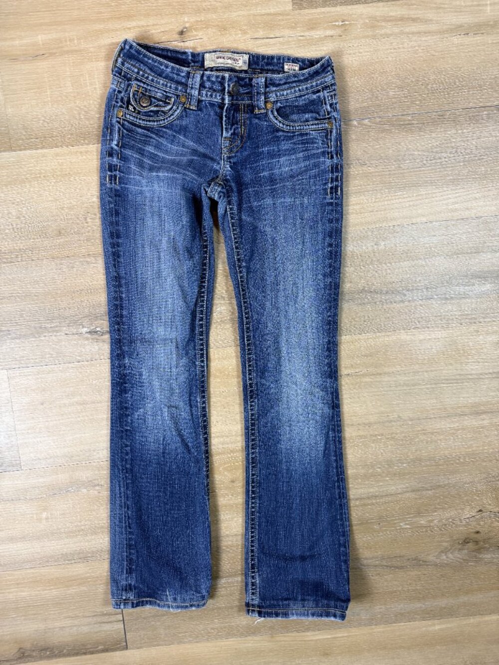 MEK Denim Distressed Medium Wash Oldham Boot Cut Jeans | Size 26x34